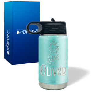 Kids Water Bottle Personalized with Name on 12oz Ring Insulated Water Bottle