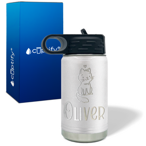 Kids Water Bottle Personalized with Name on 12oz Ring Insulated Water Bottle