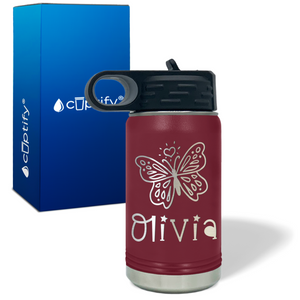 Kids Water Bottle Personalized with Name on 12oz Ring Insulated Water Bottle