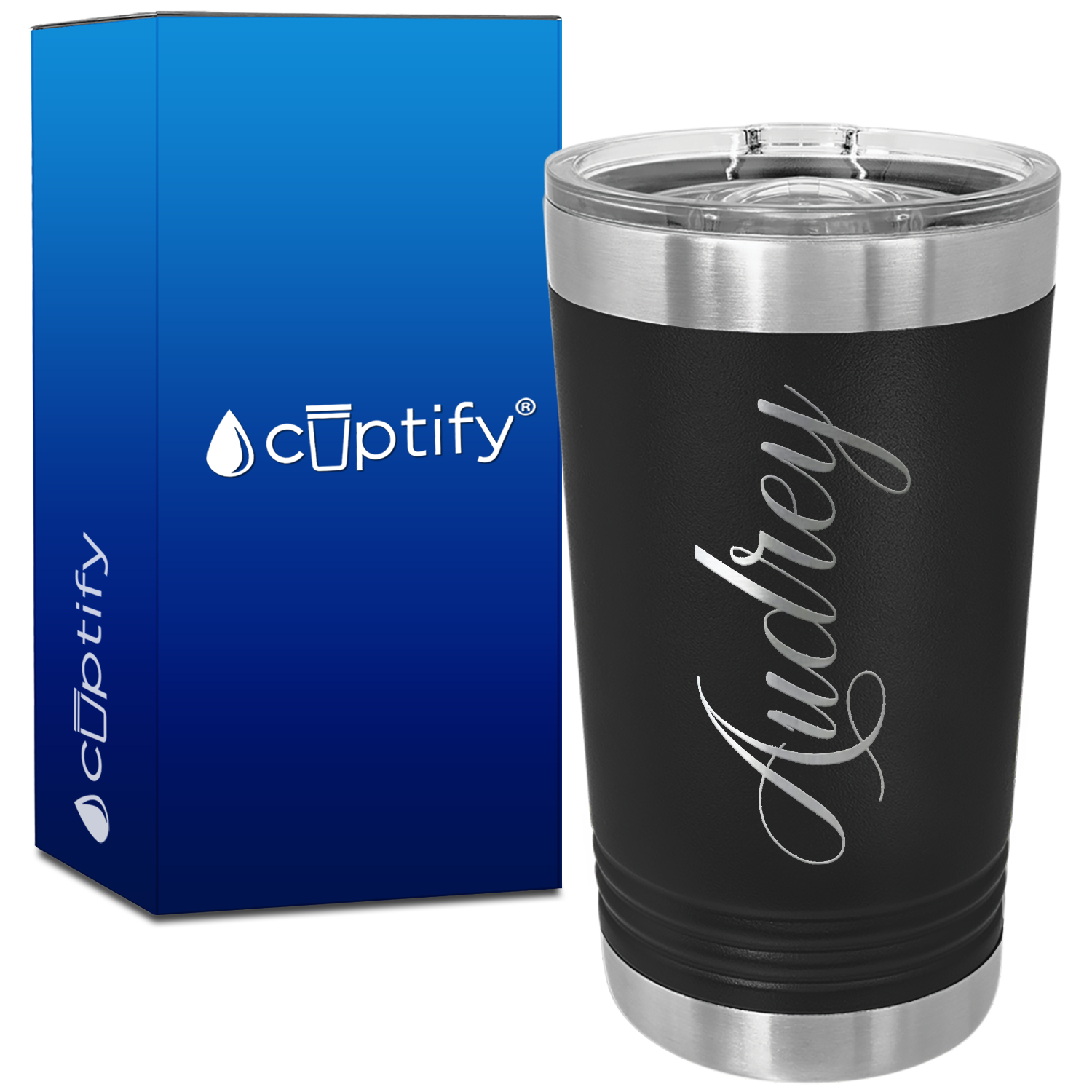 Personalized Black 16oz Engraved Pint Tumbler