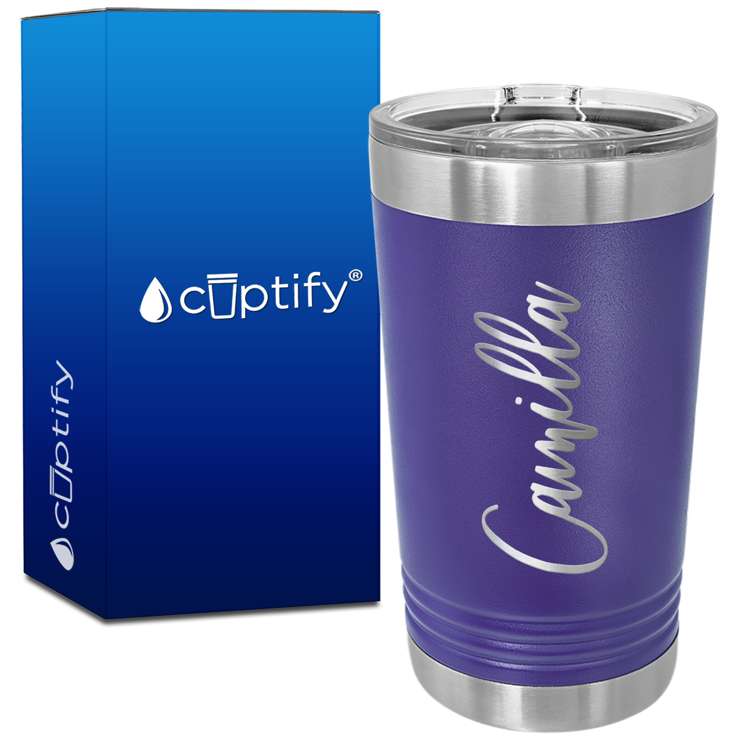 Personalized Purple 16oz Engraved Pint Tumbler