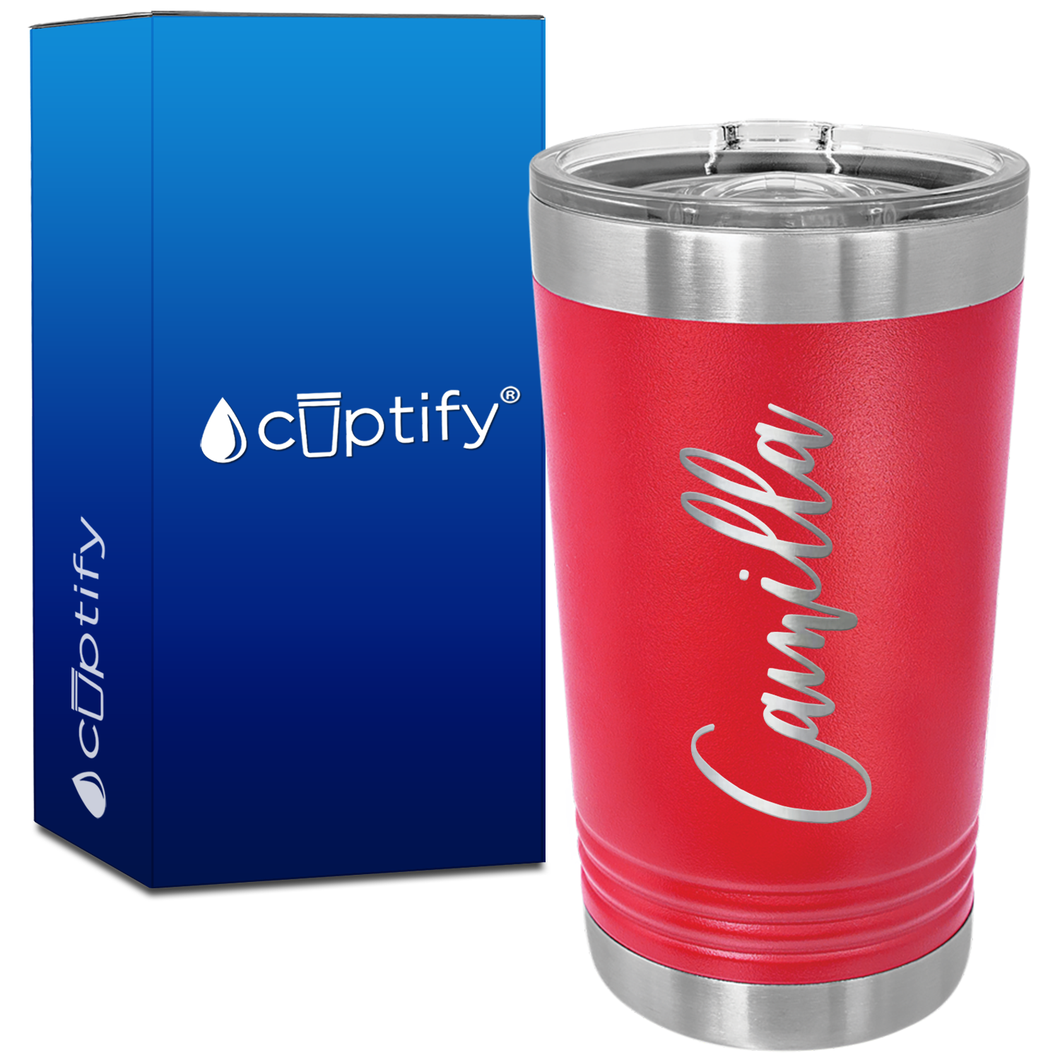 Personalized Red 16oz Engraved Pint Tumbler