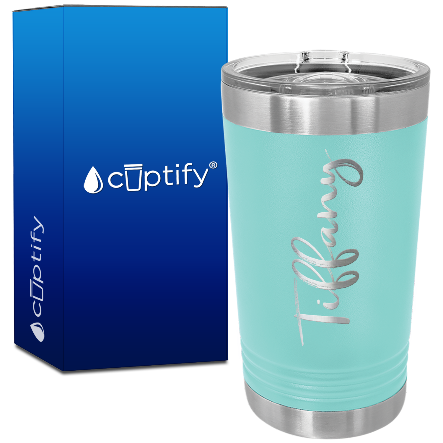 Personalized Seafoam 16oz Engraved Pint Tumbler