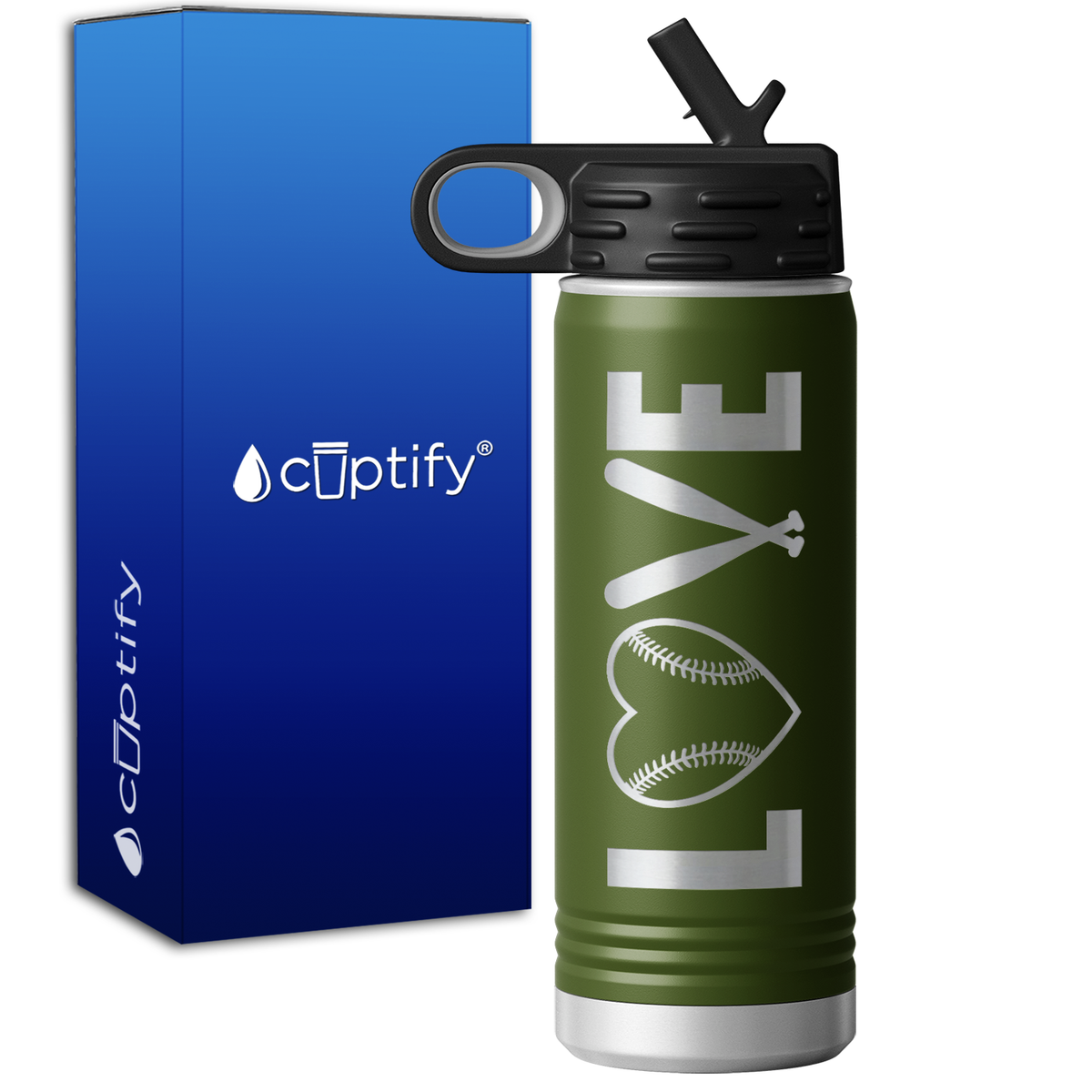 Love Baseball 20oz Sport Water Bottle