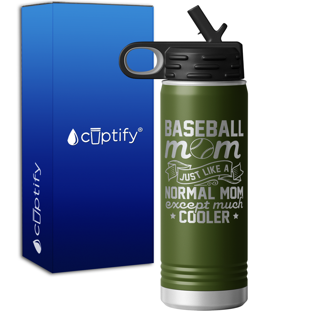 Baseball Mom Just Like a Normal Mom  20oz Sport Water Bottle
