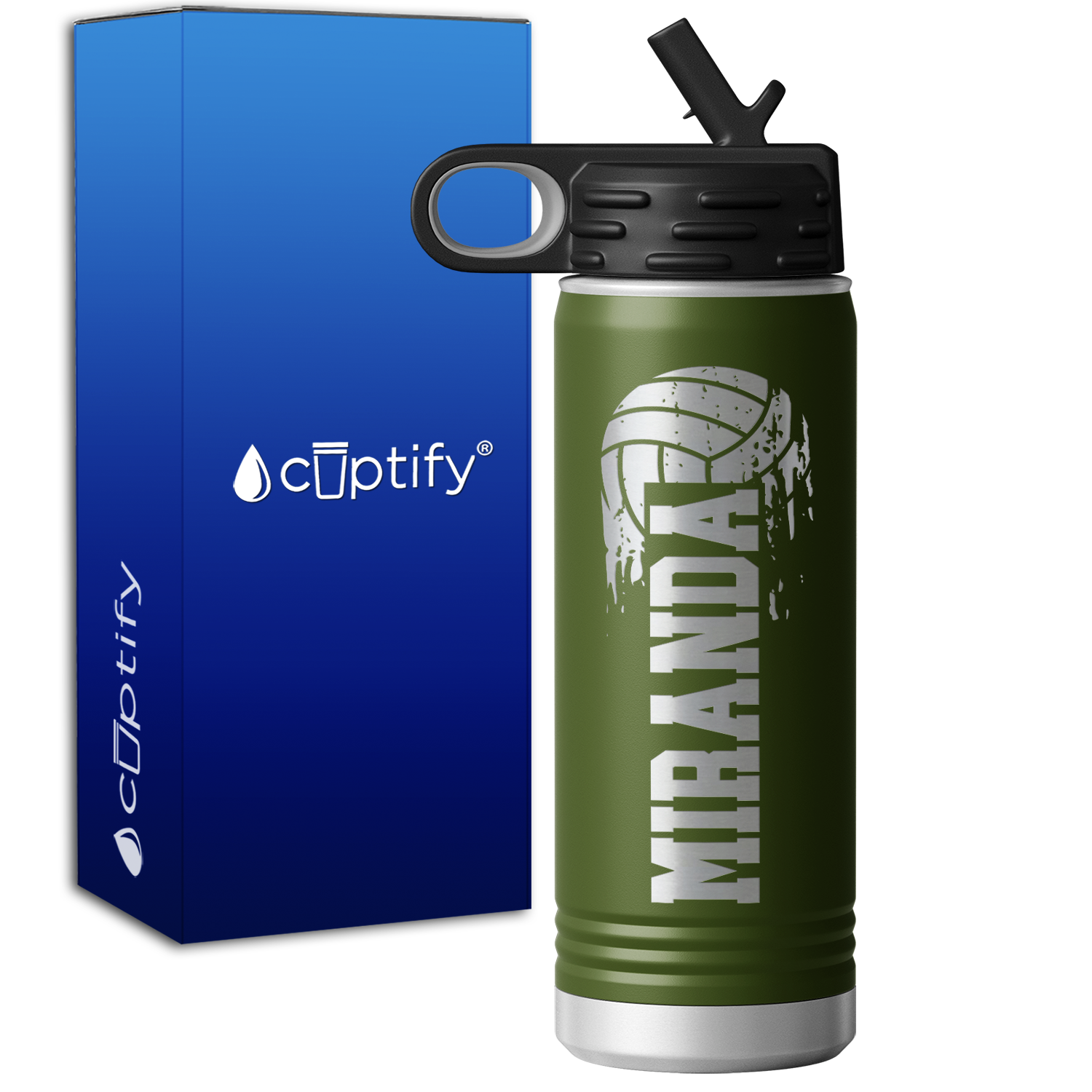 Personalized Flying Volleyball 20oz Sport Water Bottle