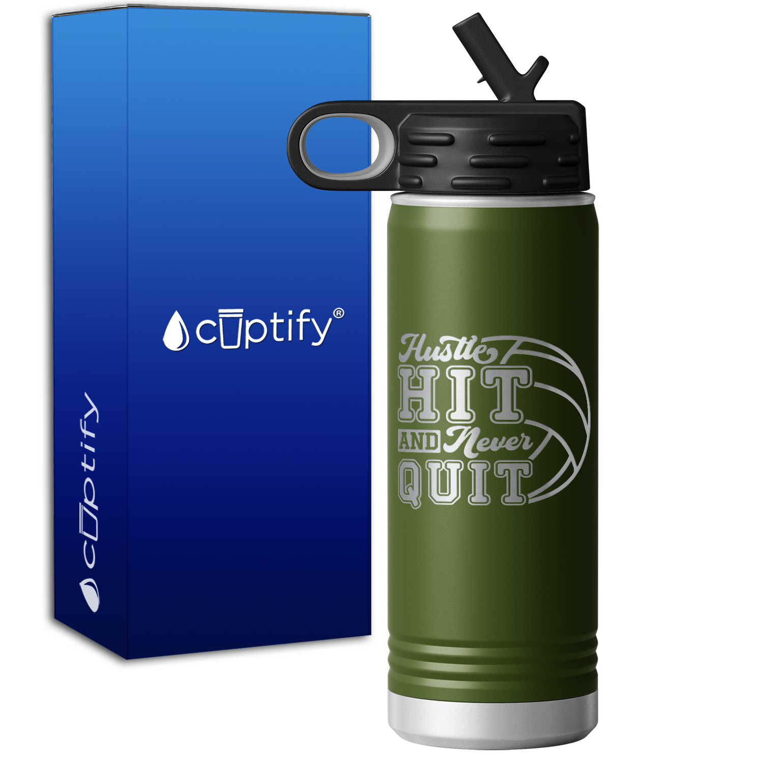Hustle Hit and Never Quit 20oz Sport Water Bottle