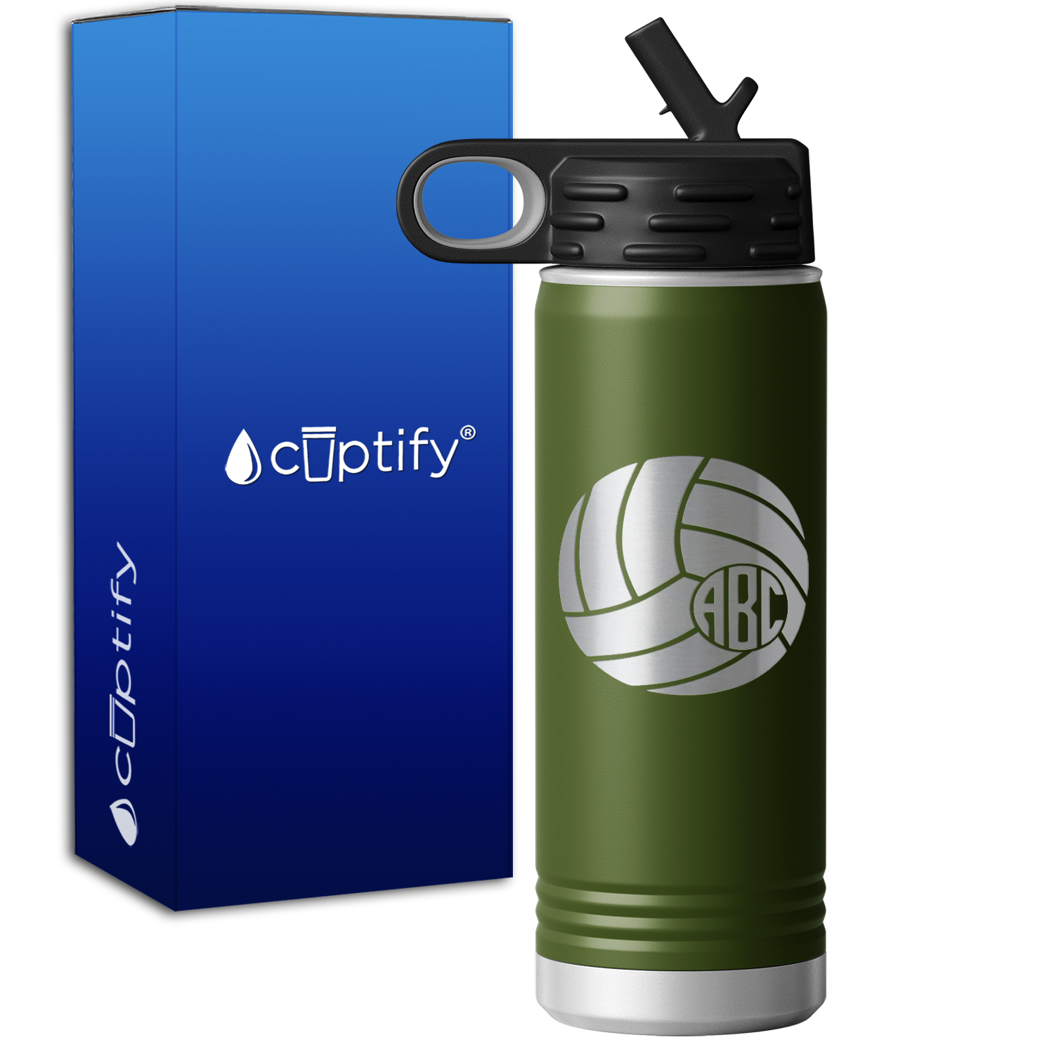 Personalized Circle Monogram Volleyball  20oz Sport Water Bottle