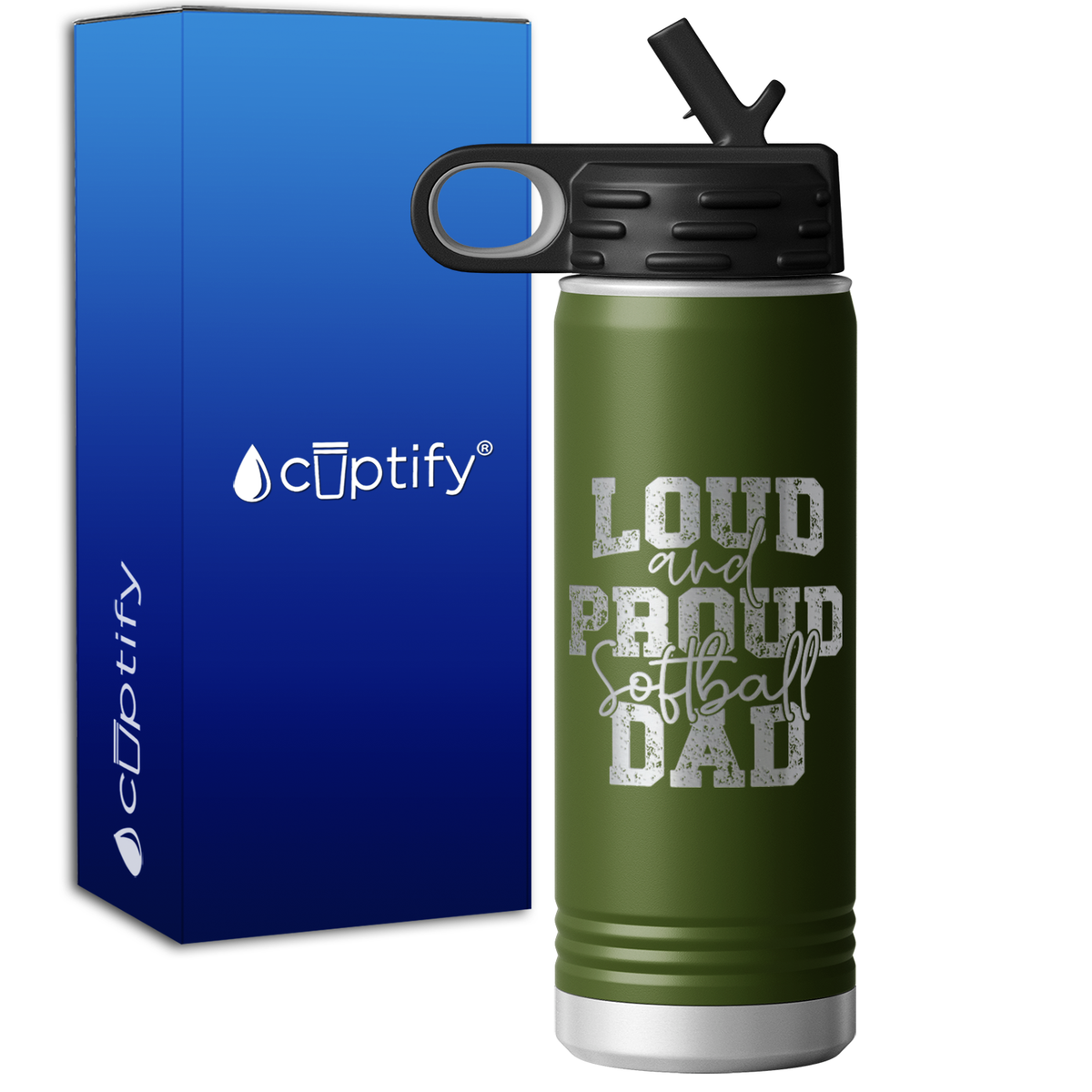 Loud and Proud Softball Dad 20oz Sport Water Bottle