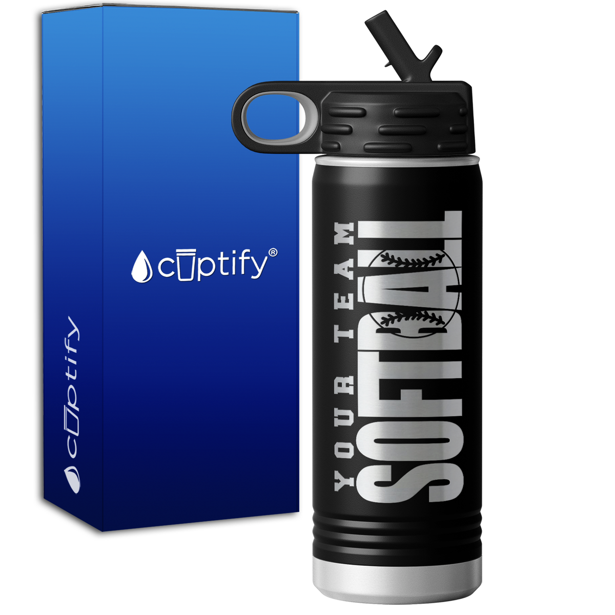 Personalized Team Softball 20oz Sport Water Bottle
