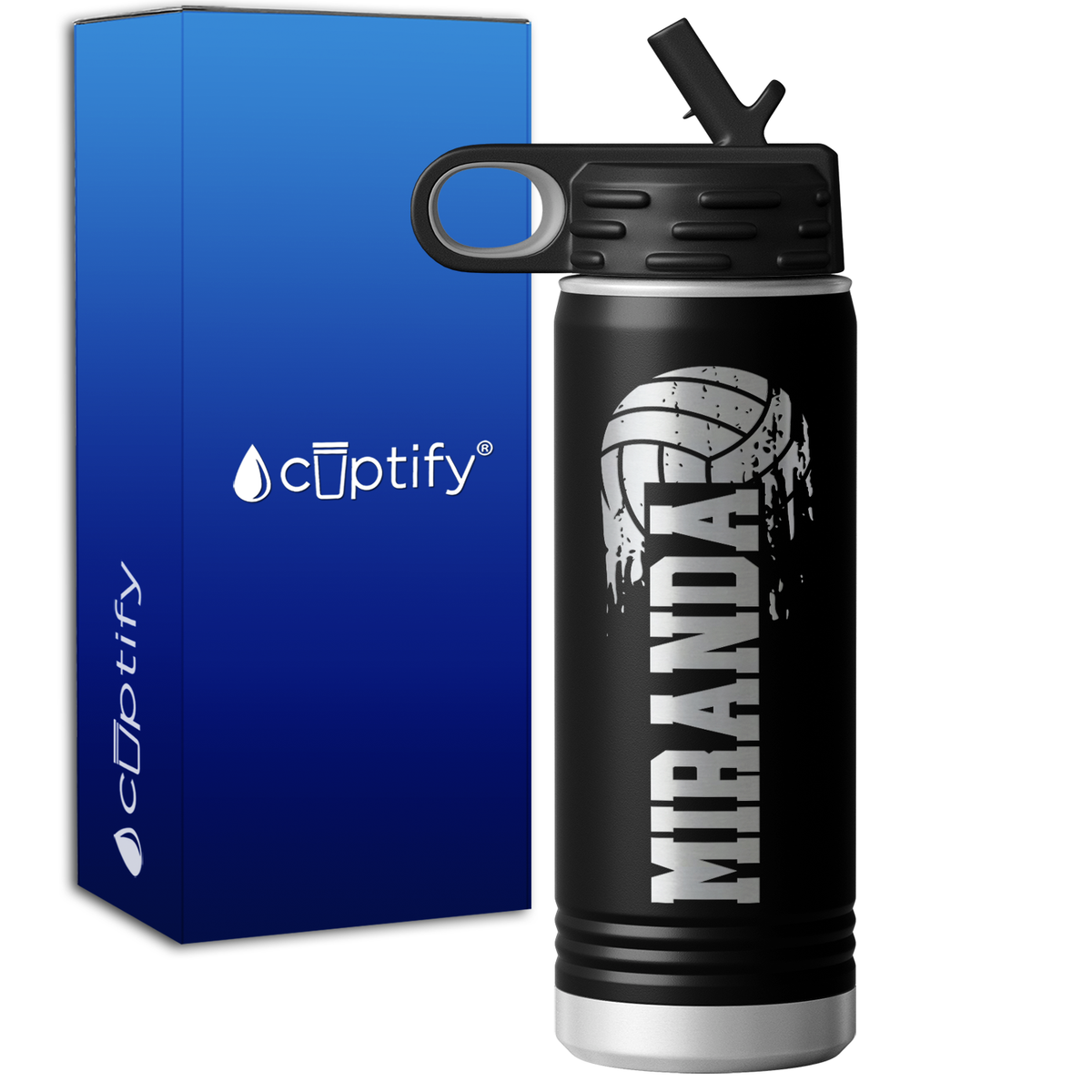 Personalized Flying Volleyball 20oz Sport Water Bottle