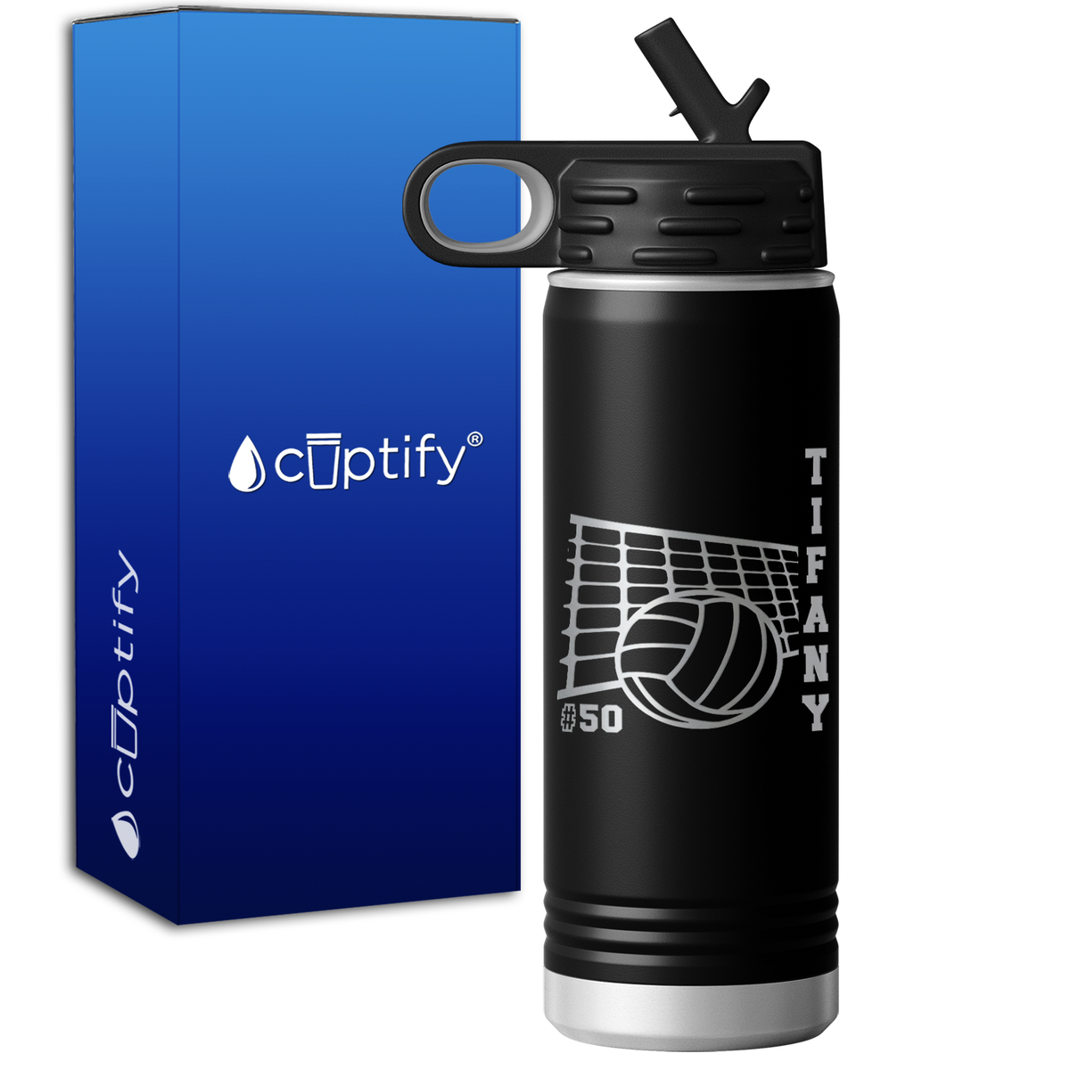 Personalized Name and Team Number Volleyball 20oz Sport Water Bottle