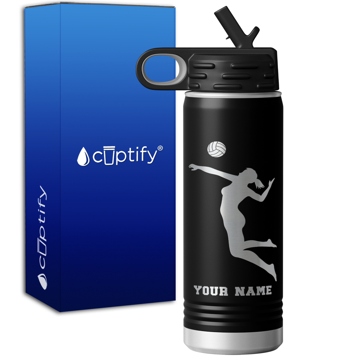 Personalized Jumping Volleyball Girl 20oz Sport Water Bottle