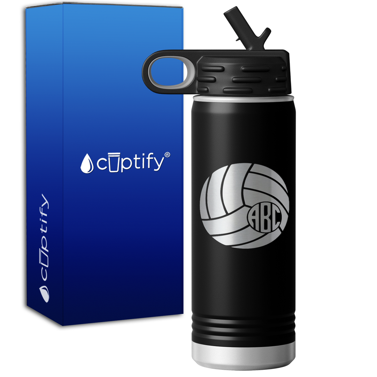 Personalized Circle Monogram Volleyball  20oz Sport Water Bottle