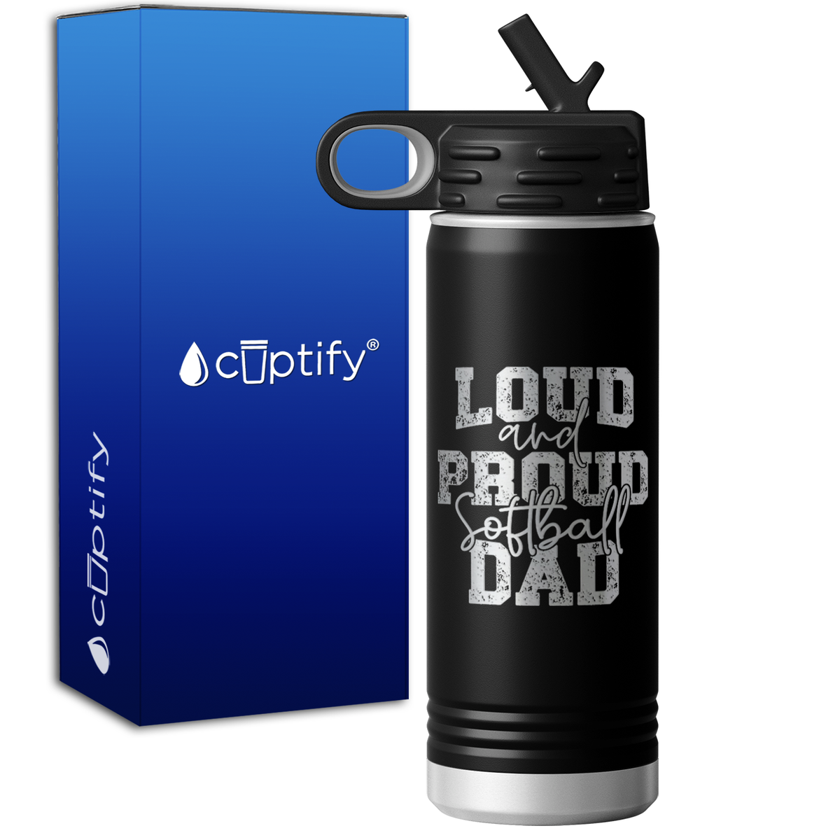Loud and Proud Softball Dad 20oz Sport Water Bottle