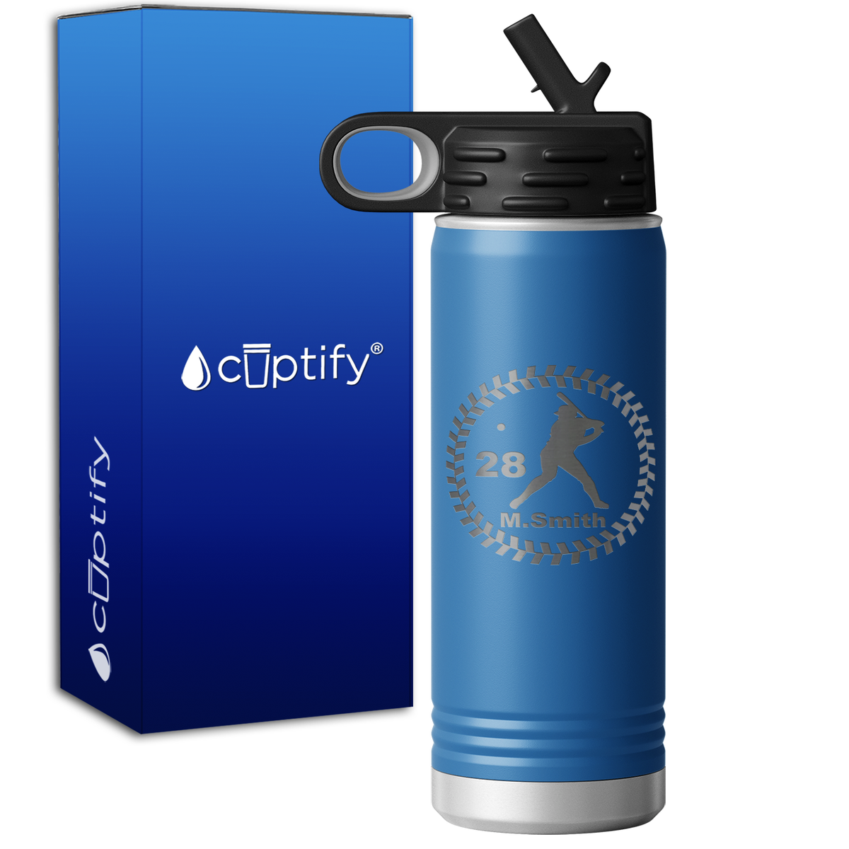 Baseball Player Personalized Name and Number 20oz Sport Water Bottle