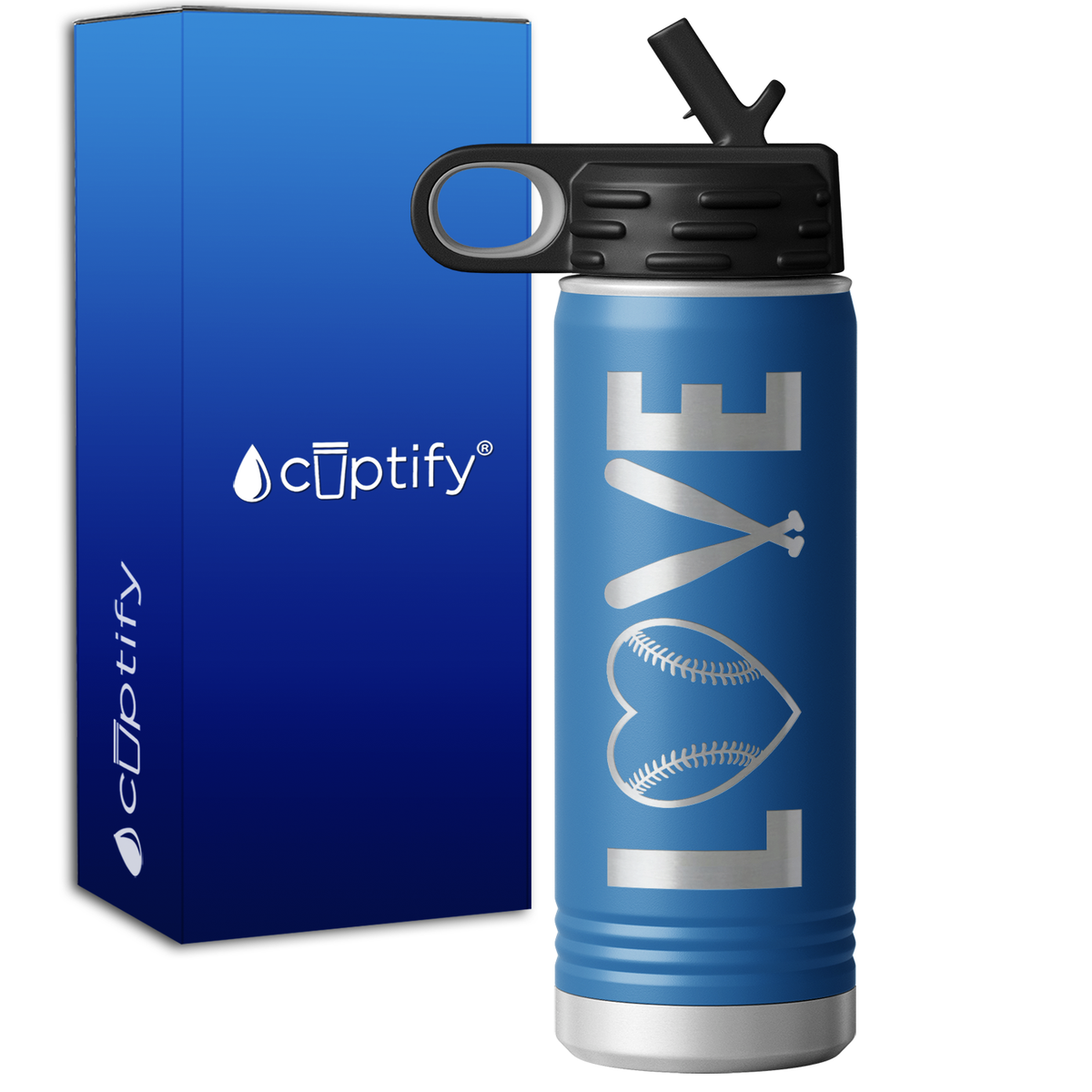 Love Baseball 20oz Sport Water Bottle