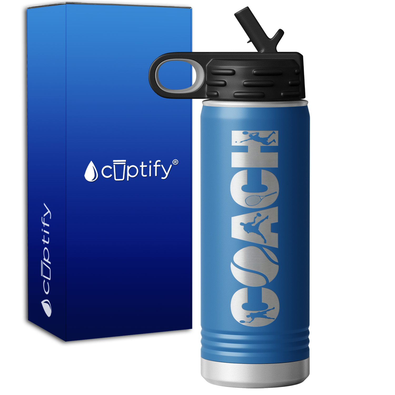 Mens Tennis Coach 20oz Sport Water Bottle