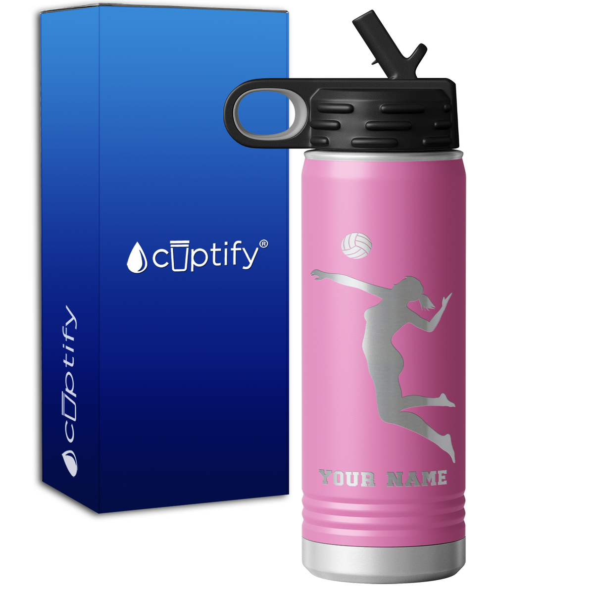 Personalized Jumping Volleyball Girl 20oz Sport Water Bottle