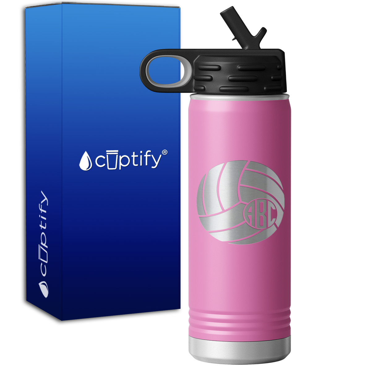Personalized Circle Monogram Volleyball  20oz Sport Water Bottle
