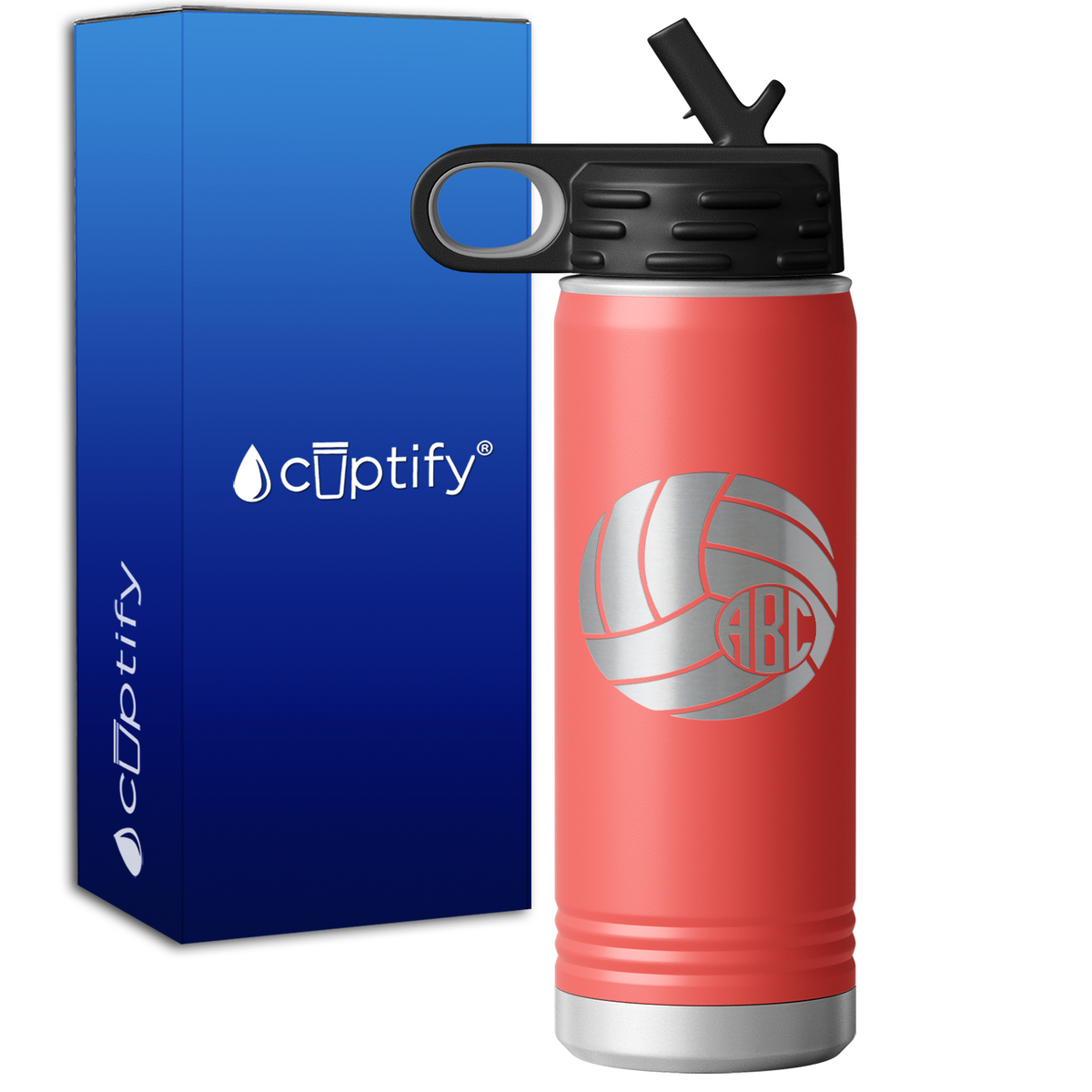Personalized Circle Monogram Volleyball  20oz Sport Water Bottle