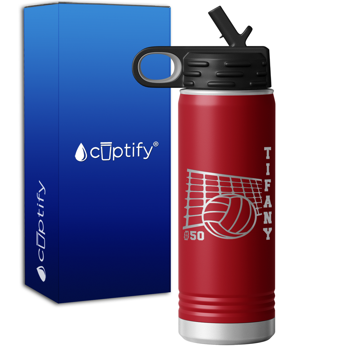 Personalized Name and Team Number Volleyball 20oz Sport Water Bottle