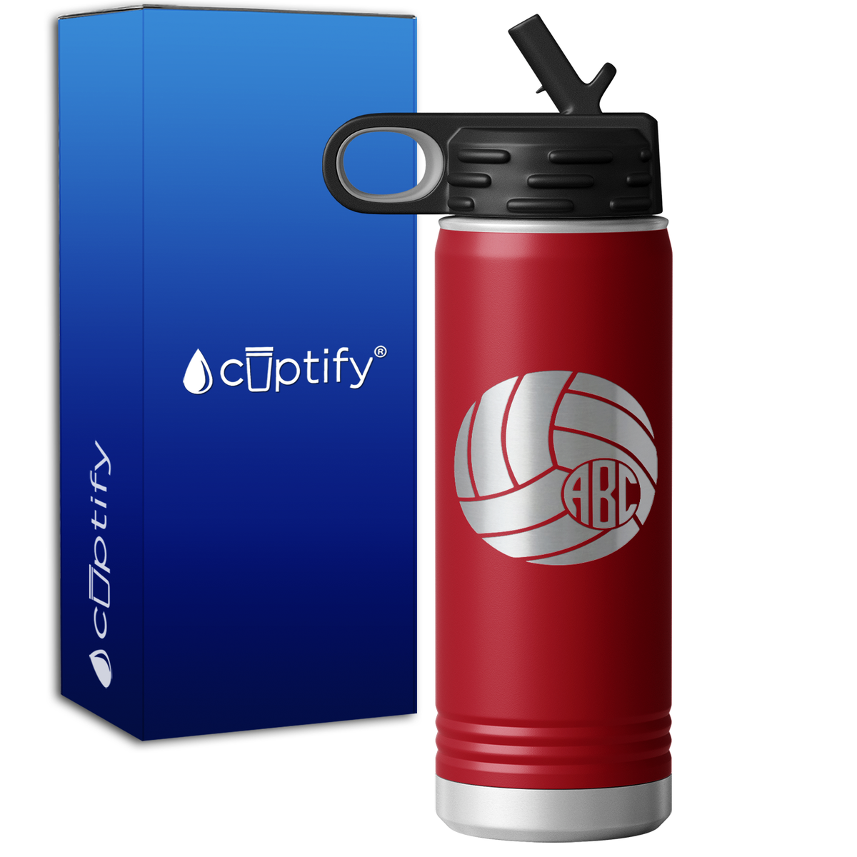 Personalized Circle Monogram Volleyball  20oz Sport Water Bottle