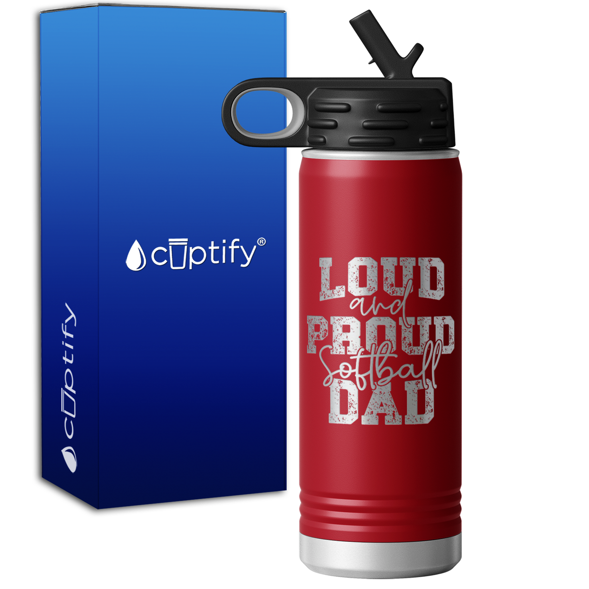 Loud and Proud Softball Dad 20oz Sport Water Bottle