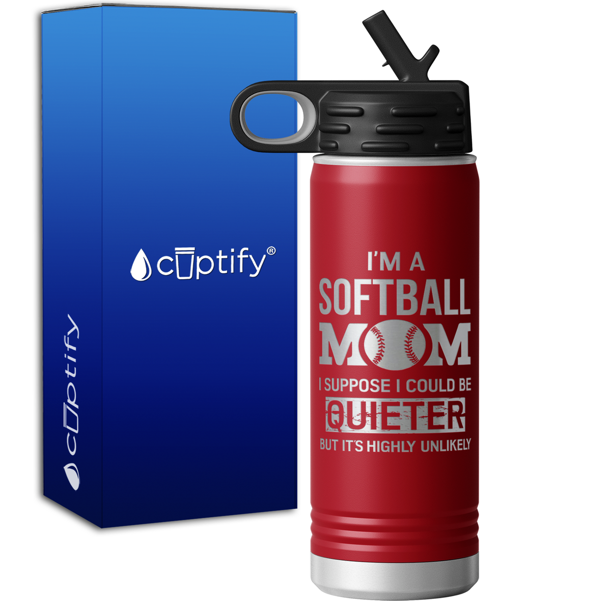 I'm a Softball Mom I Suppose I Could be Quieter 20oz Sport Water Bottle