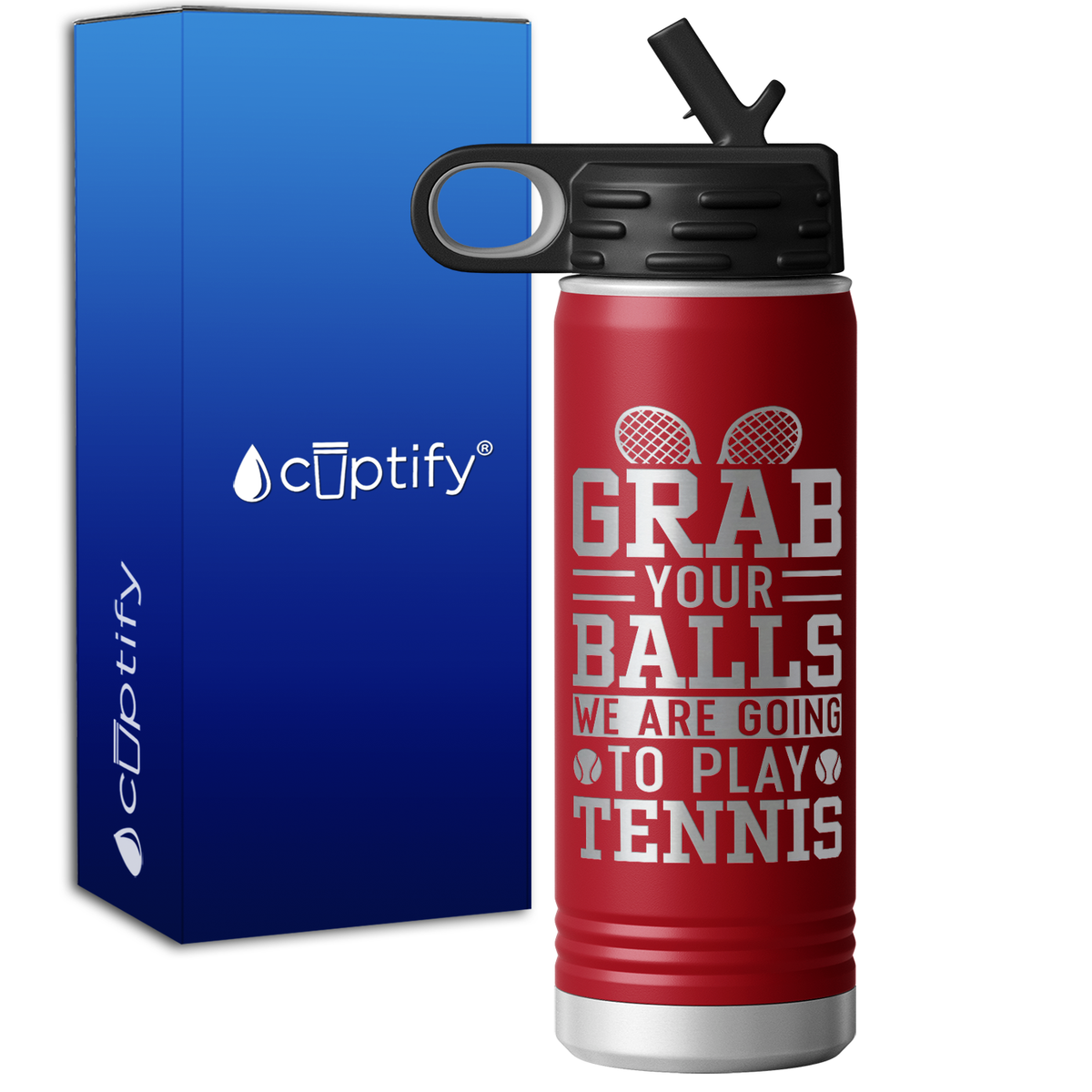Grab your Balls We are Going to Play Tennis 20oz Sport Water Bottle