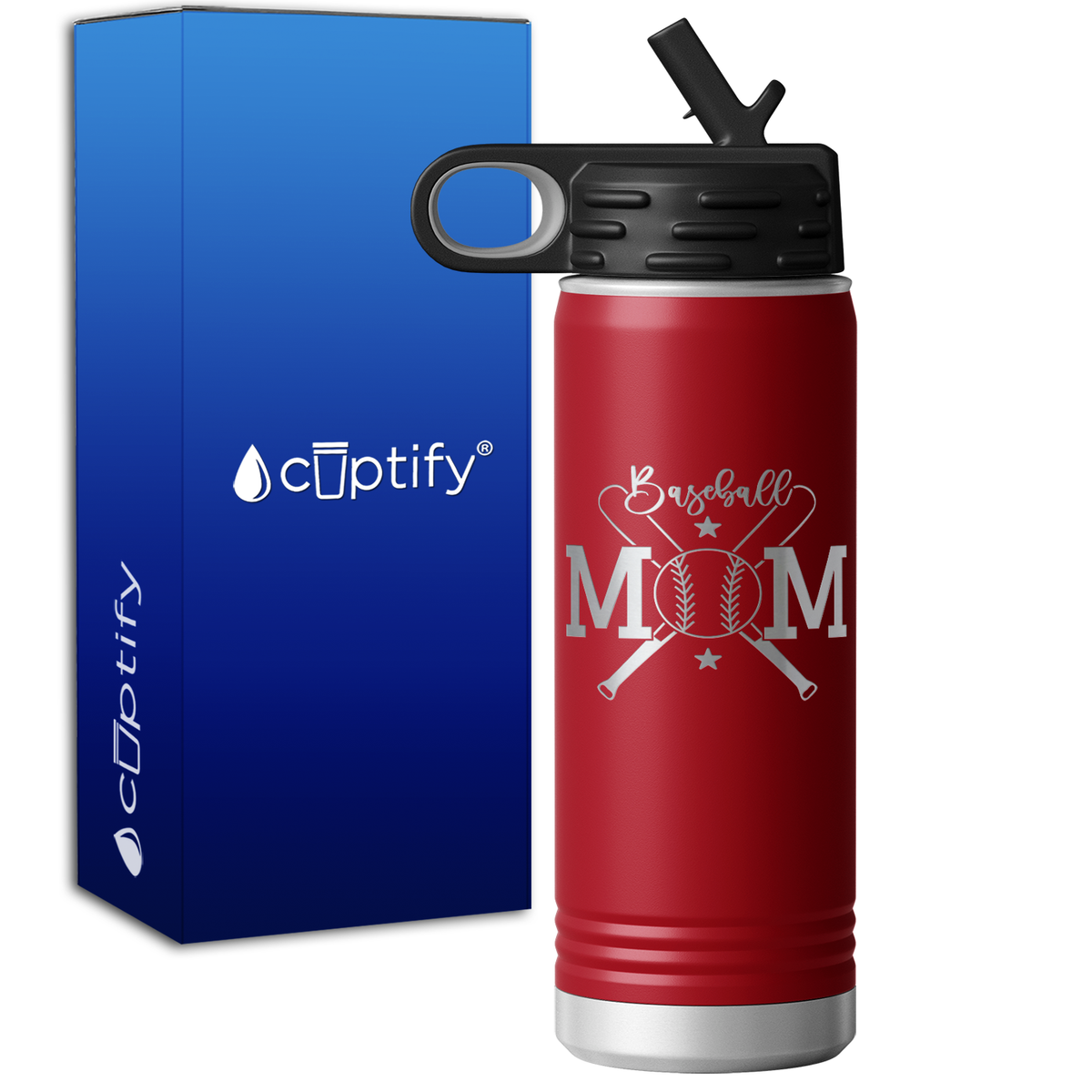 Baseball Mom Balls and Bats 20oz Sport Water Bottle