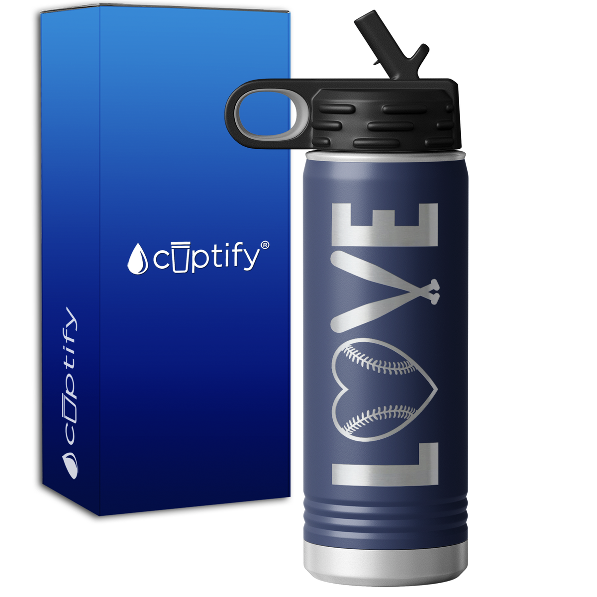 Love Baseball 20oz Sport Water Bottle