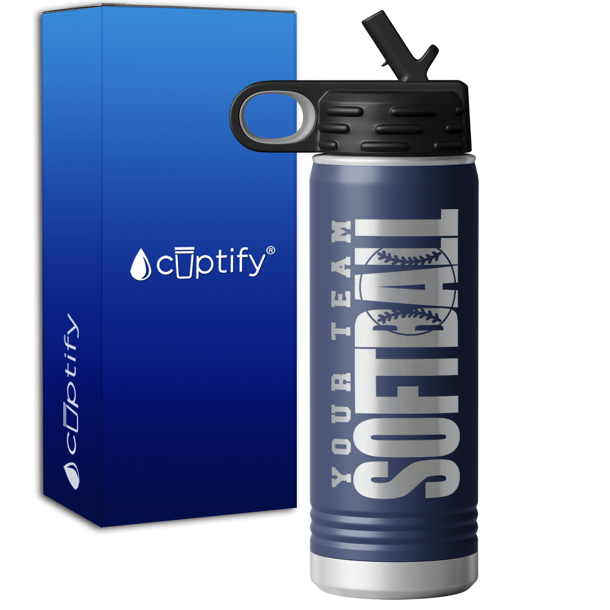 Personalized Team Softball 20oz Sport Water Bottle
