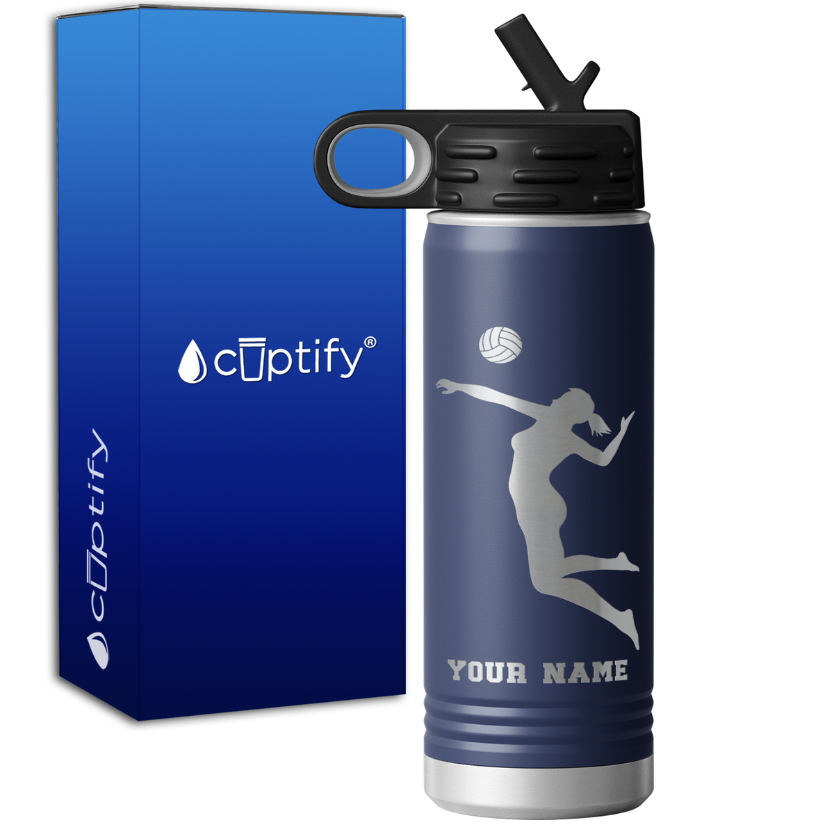 Personalized Jumping Volleyball Girl 20oz Sport Water Bottle