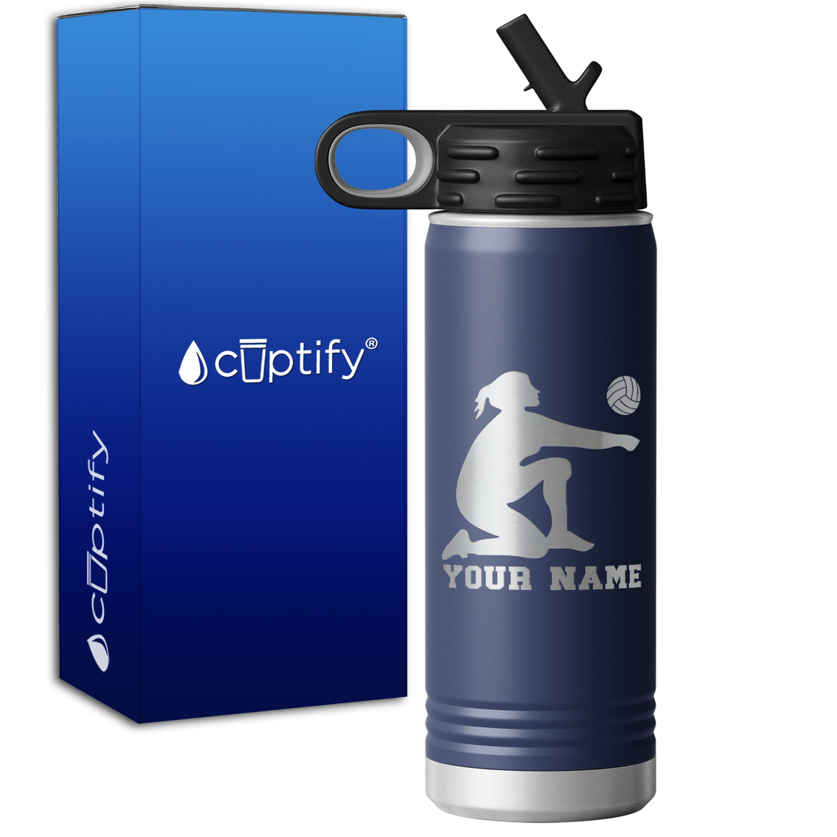 Personalized Volleyball Girl Bumping 20oz Sport Water Bottle