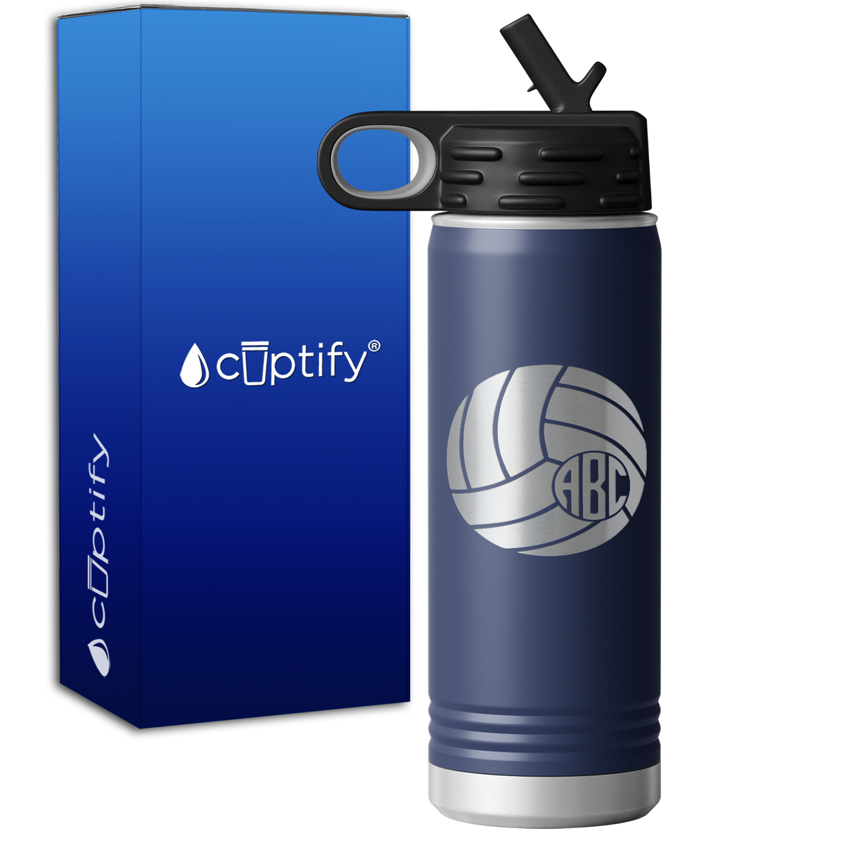 Personalized Circle Monogram Volleyball  20oz Sport Water Bottle