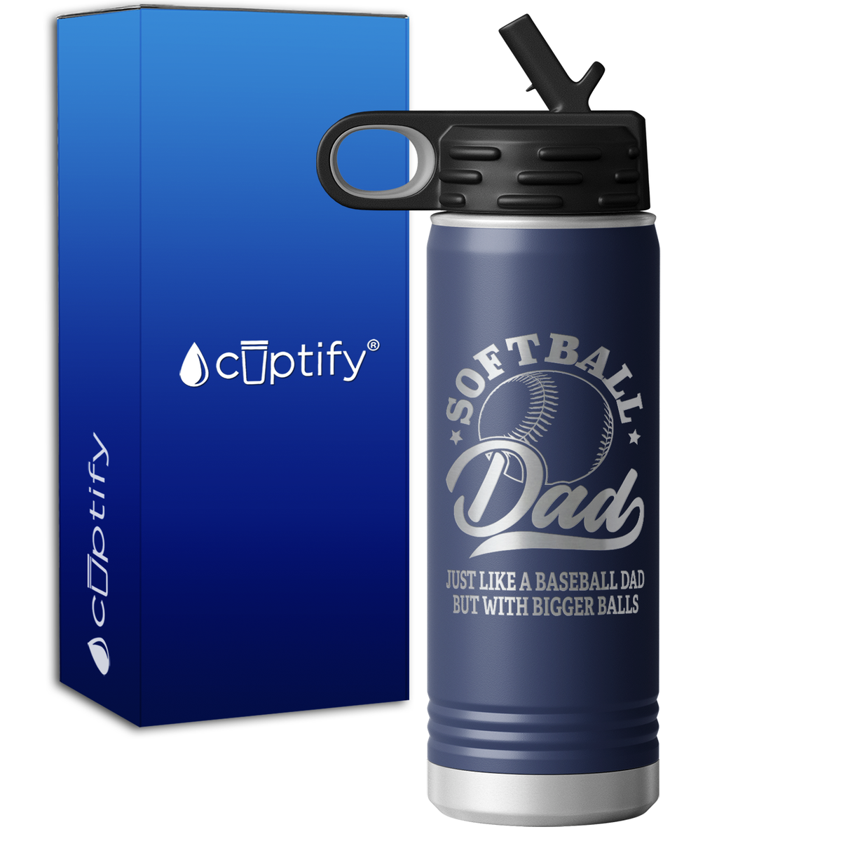 Softball Dad Just Like a Baseball Dad but with Bigger Balls 20oz Sport Water Bottle