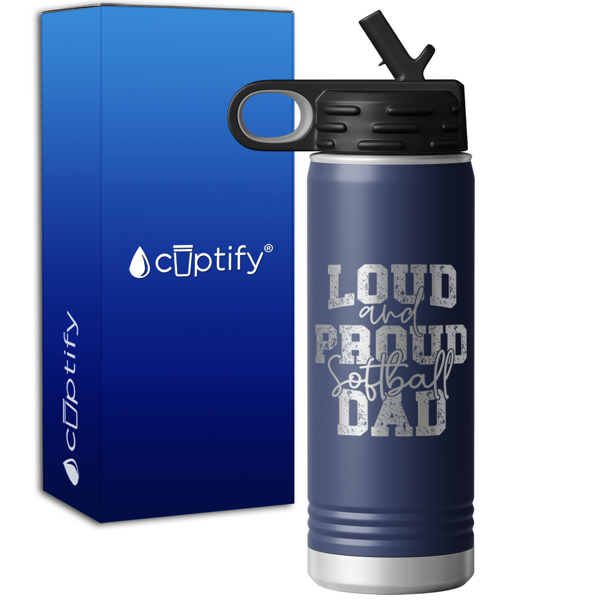 Loud and Proud Softball Dad 20oz Sport Water Bottle