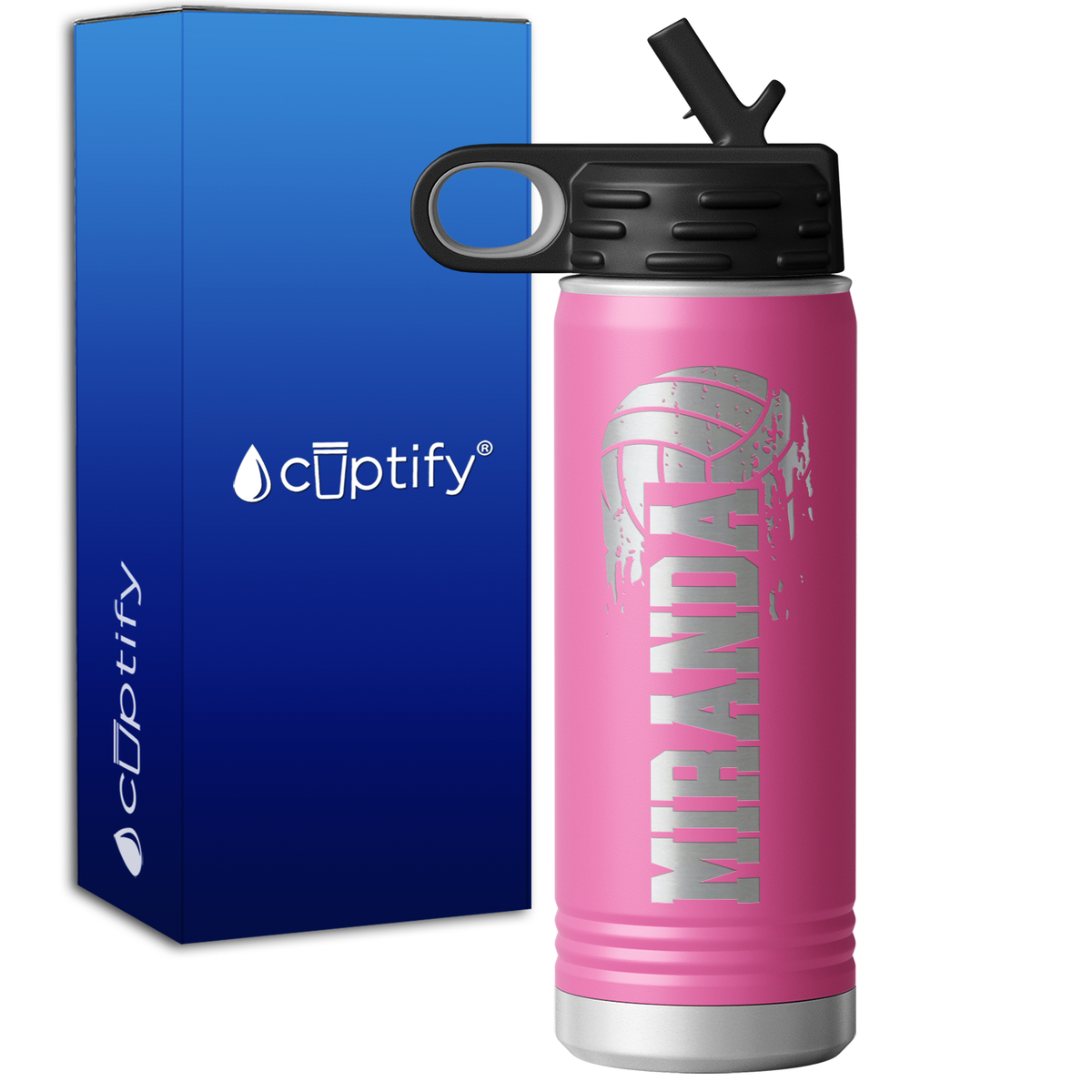 Personalized Flying Volleyball 20oz Sport Water Bottle