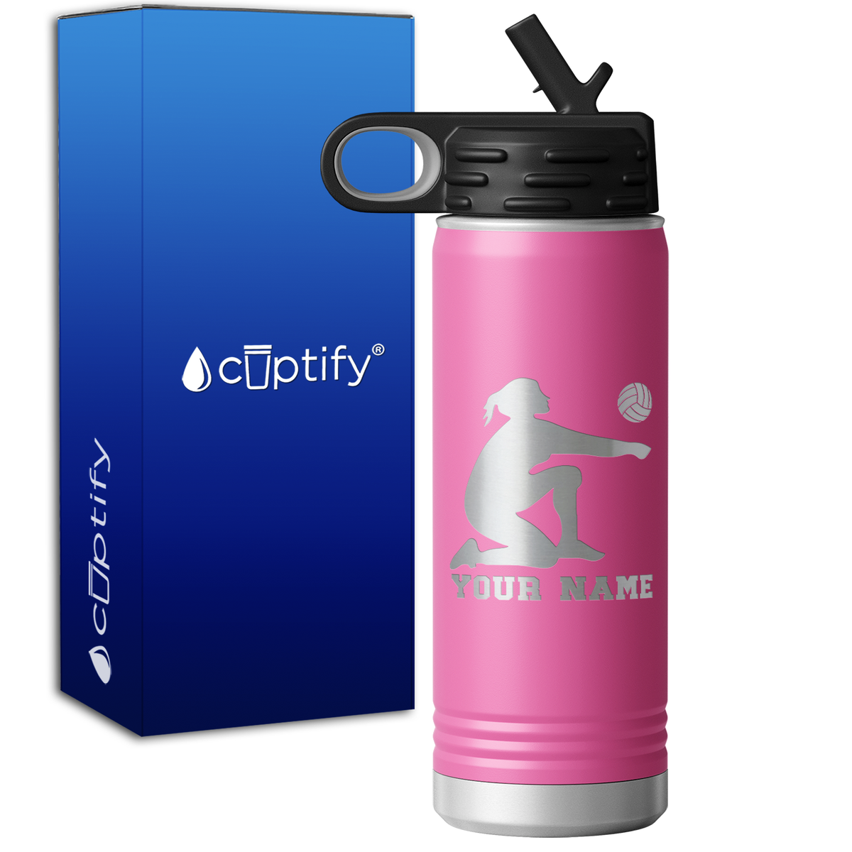 Personalized Volleyball Girl Bumping 20oz Sport Water Bottle