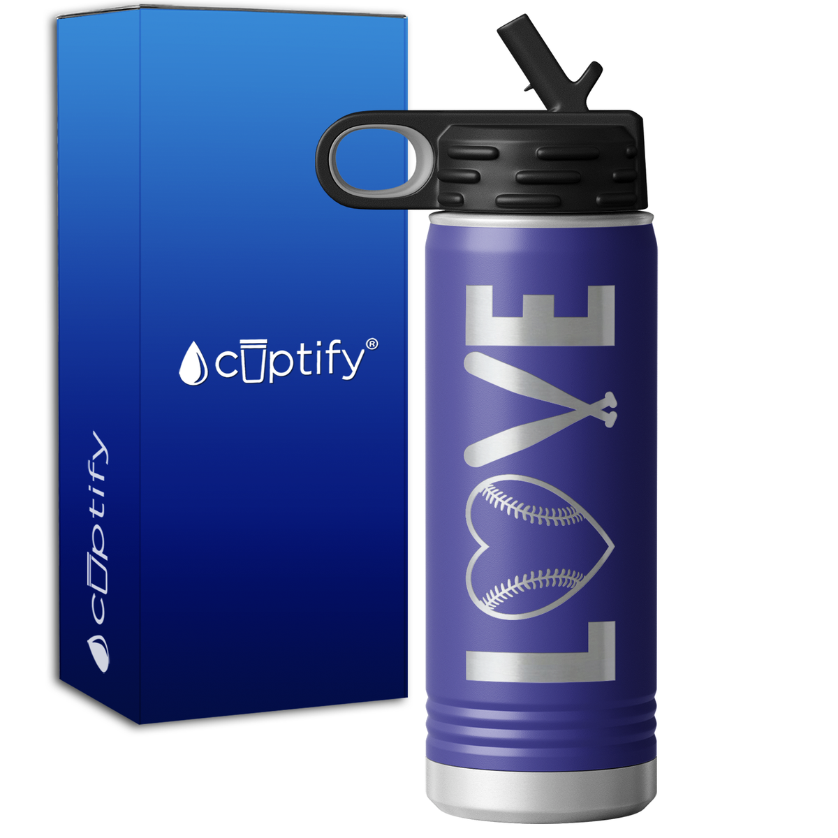 Love Baseball 20oz Sport Water Bottle