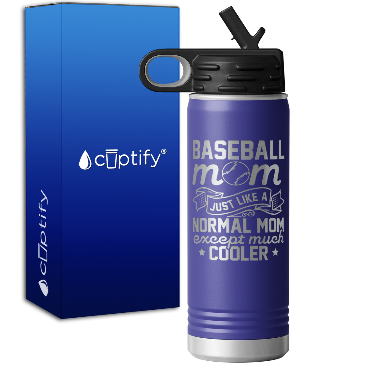 Baseball Mom Just Like a Normal Mom  20oz Sport Water Bottle
