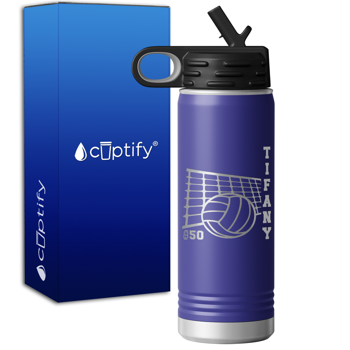 Personalized Name and Team Number Volleyball 20oz Sport Water Bottle