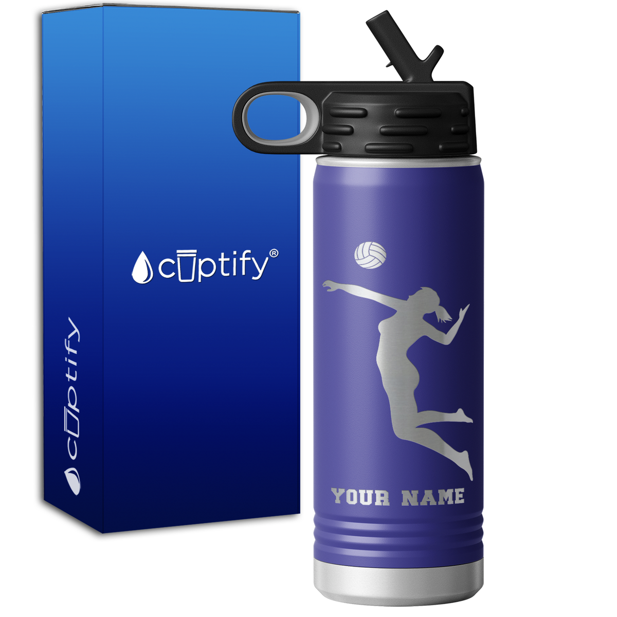 Personalized Jumping Volleyball Girl 20oz Sport Water Bottle