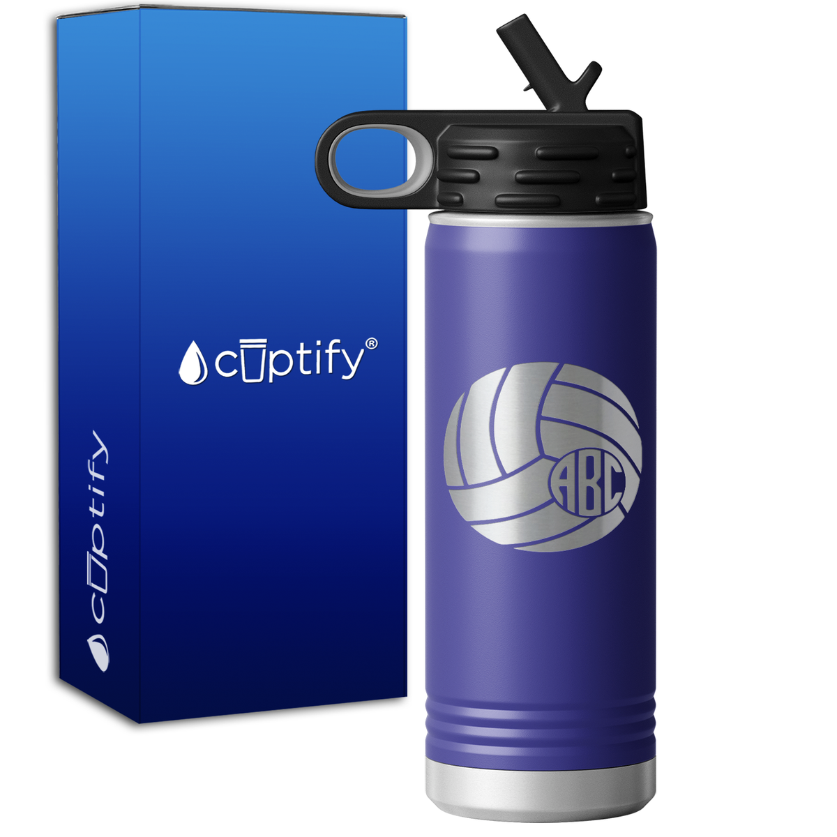 Personalized Circle Monogram Volleyball  20oz Sport Water Bottle