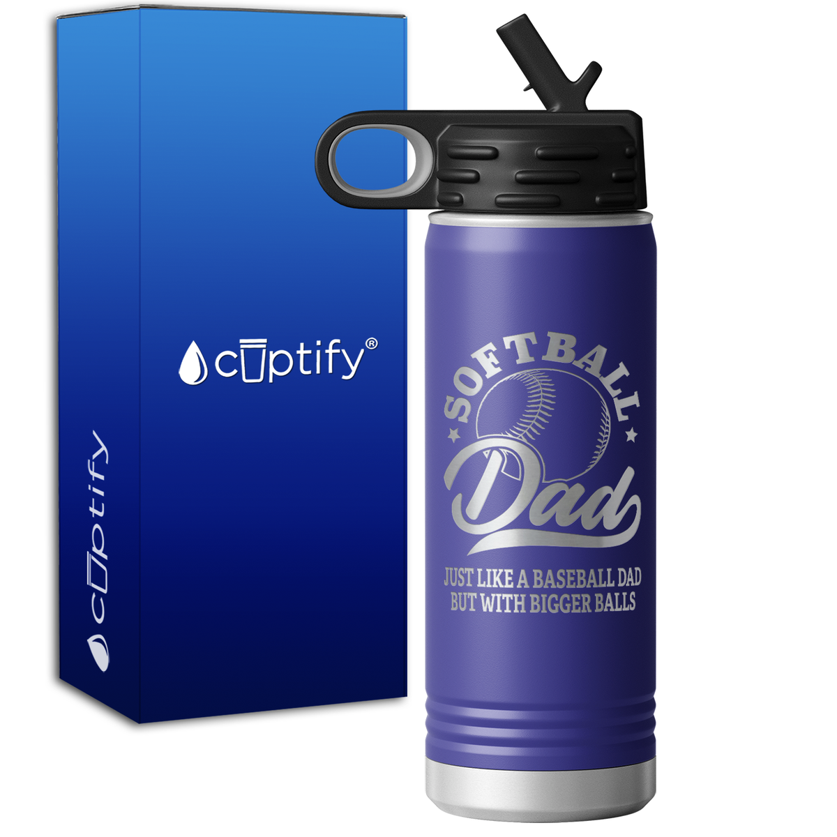 Softball Dad Just Like a Baseball Dad but with Bigger Balls 20oz Sport Water Bottle
