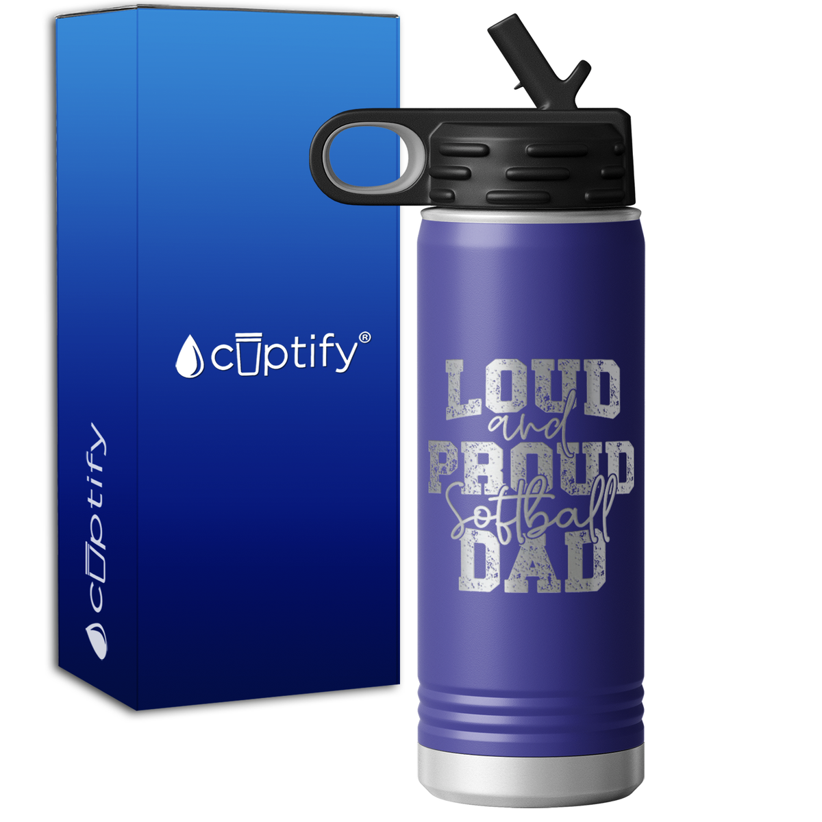 Loud and Proud Softball Dad 20oz Sport Water Bottle
