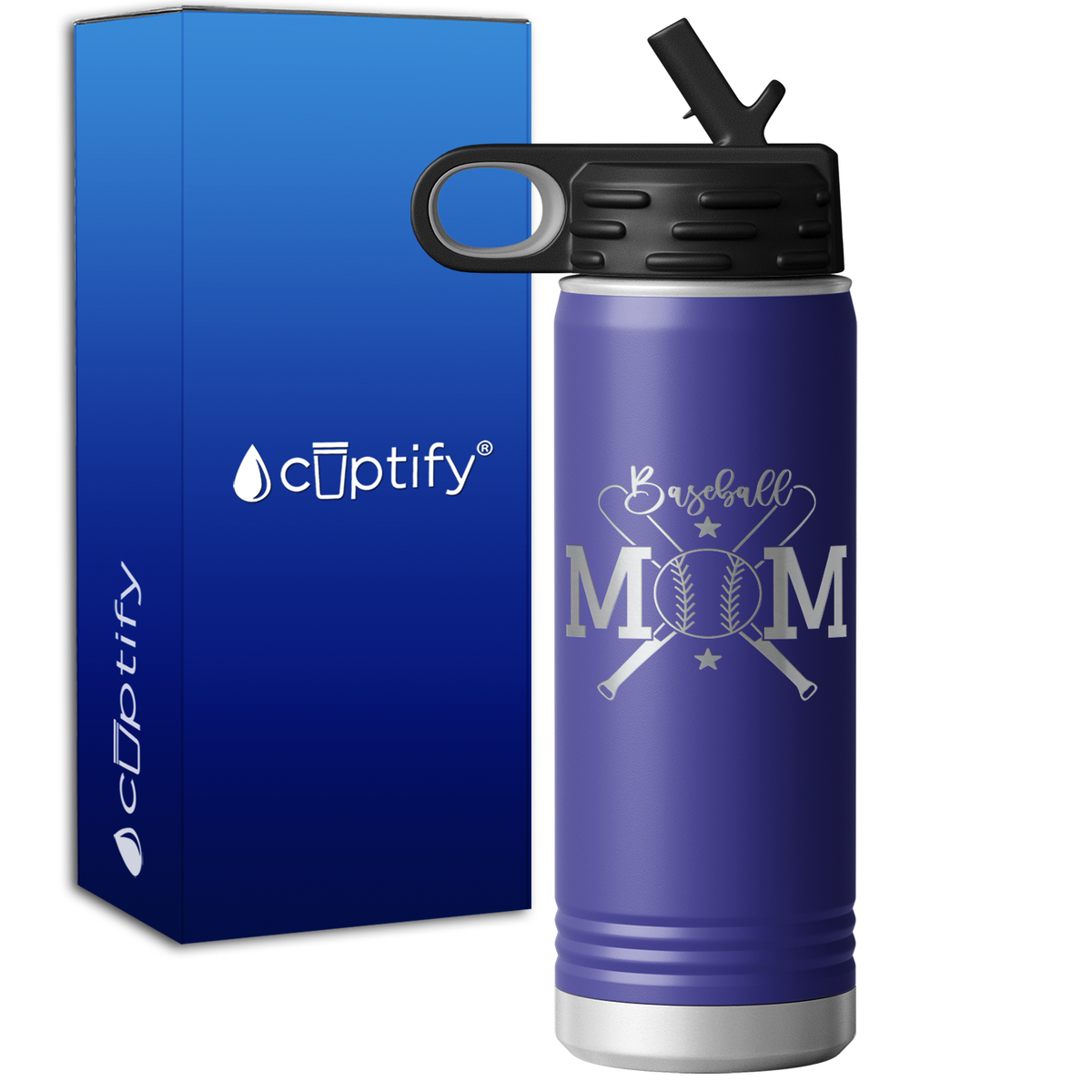 Baseball Mom Balls and Bats 20oz Sport Water Bottle