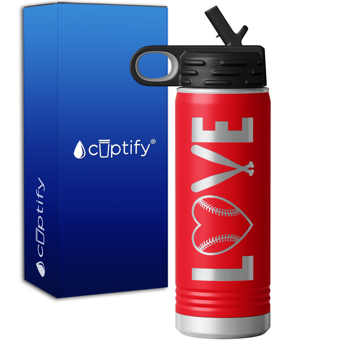 Love Baseball 20oz Sport Water Bottle