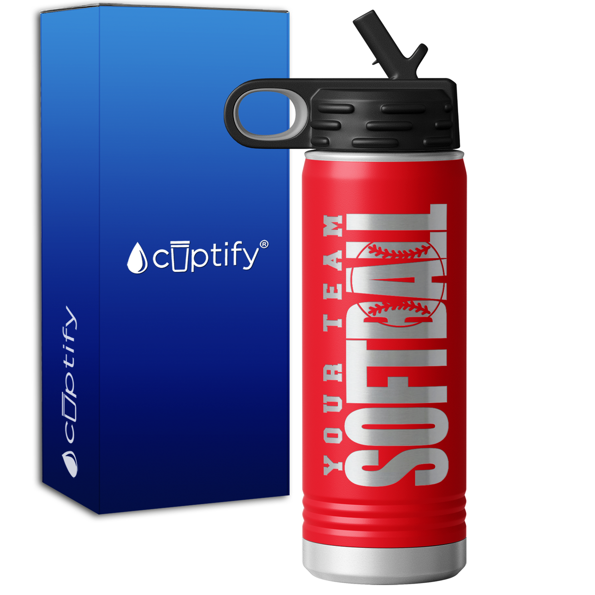 Personalized Team Softball 20oz Sport Water Bottle